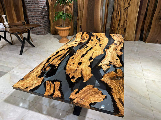 Customized Olive Wood Epoxy Resin Table